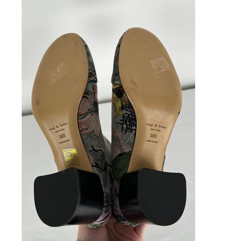 Rag and Bone Floral Velvet Print Drea Ankle Boot Womens Size 38.5 Grey - Picture 11 of 11